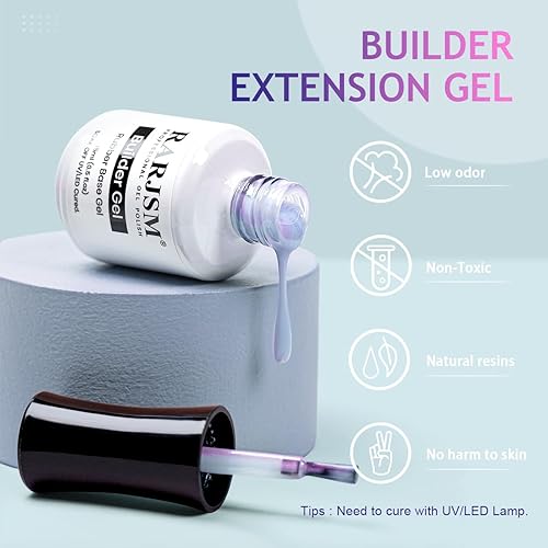 Miniatura 2 de RARJSM Gel Builder para uñas de gel duro azul perla en una botella, concha de sirena con purpurina azul perlado gruesa estructura de extensión de