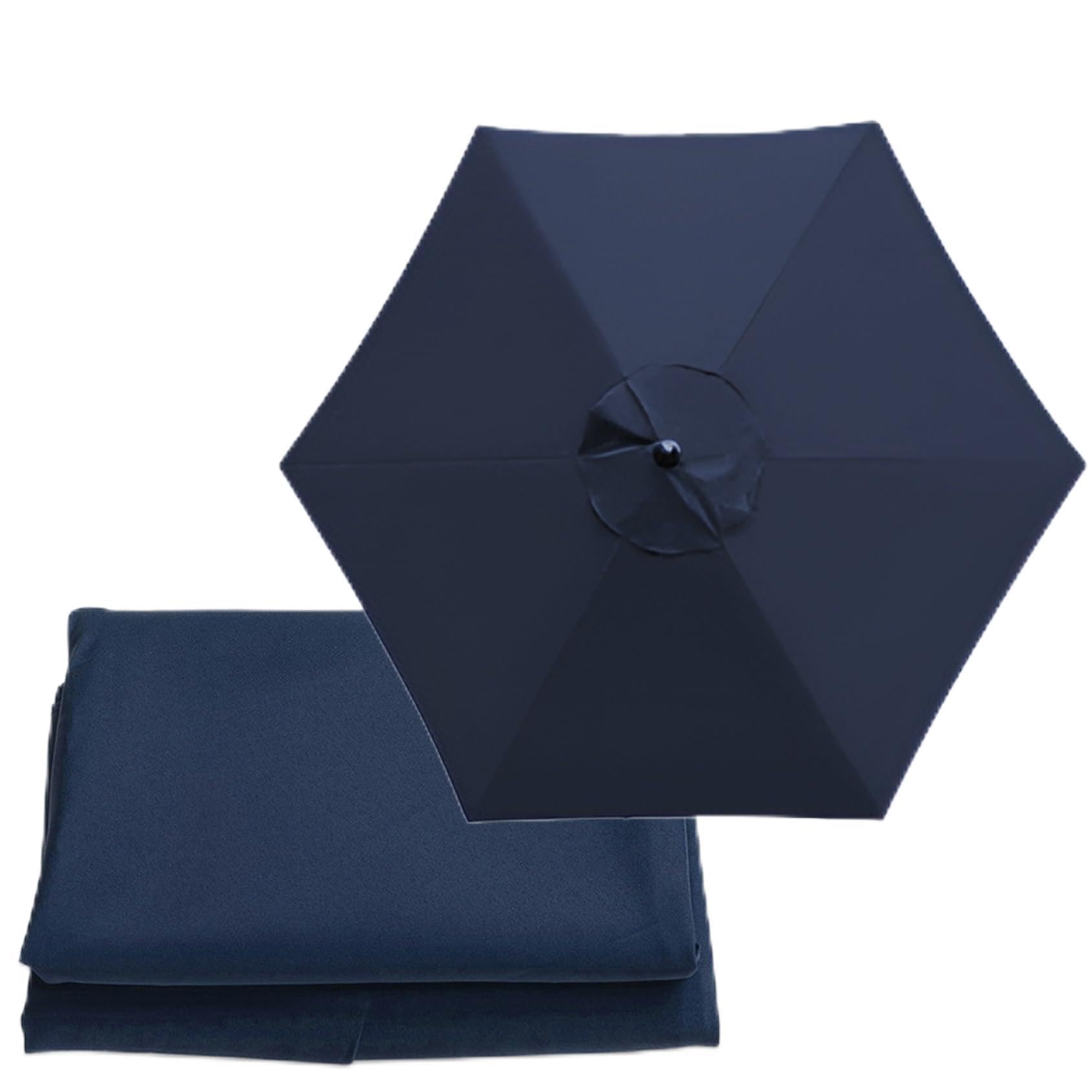 Sun Umbrella Replacement Cloth (Canopy Only) Umbrella Replacement Canopy Cover Outdoor Table Market Yard Umbrella Replacement Top Cover(Color:Navy blue,Size:6 ribs-2m(6.5ft))