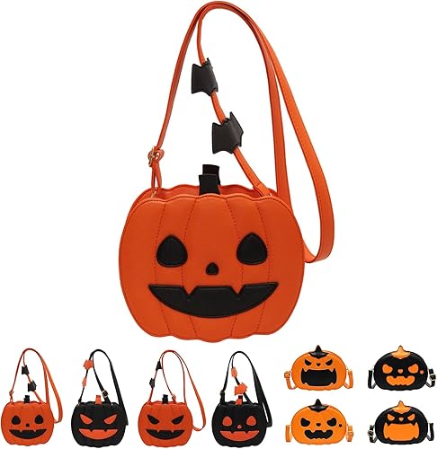 Bolso de Halloween con diseño de calabaza, bolso cruzado novedoso de piel sintética, bolso cruzado de calabaza de Halloween