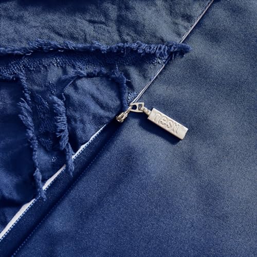Image of Hearth & Harbor Boho Duvet Cover - 3 Piece Tufted Navy Duvet Cover King with Zipper Closure, 104x90 Inches and 2 Pillow Shams