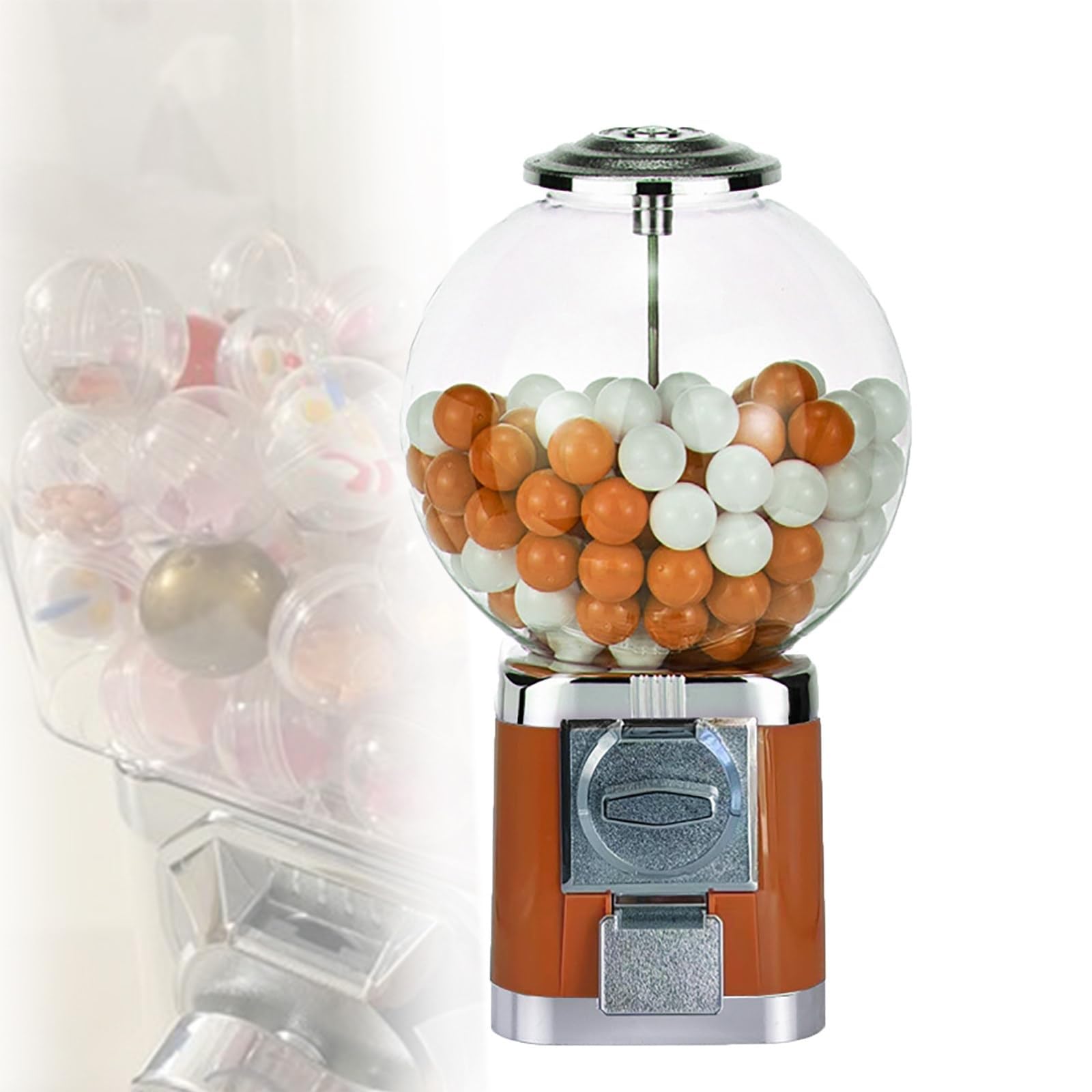 NZVZGKTNTW Gumball Machine For Kids，Bulk Vending Dispenser Countertop Vending Machine With Keys For Toys Candies Capsule Balls, Suitable For 0.39-1.26in Balls(Orange)