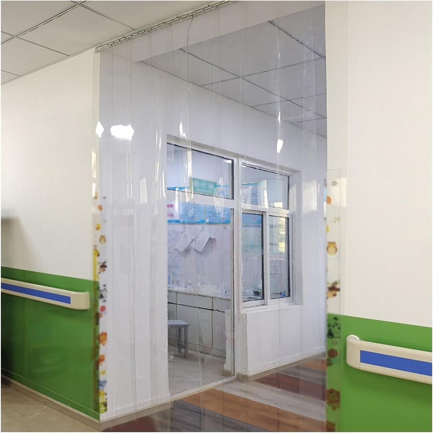Rideau de séparation coulissante transparent épais 1.6mm pliable et suspendu de 1X2M