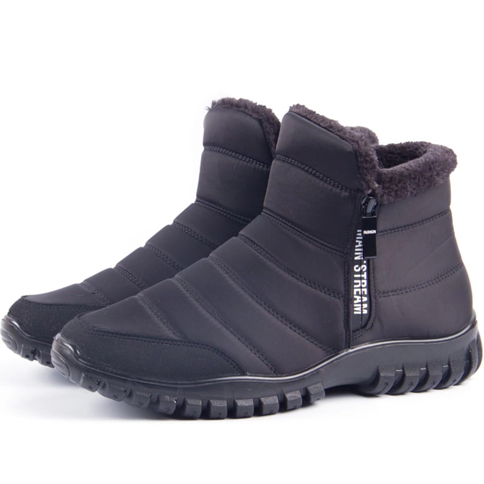 Botas de Nieve Hombre Invierno Impermeable con Cremallera | botines ligeros, zapatos de invierno, repelentes al agua, transpirables, forradas con pelo sintético, cálidas y cómodas