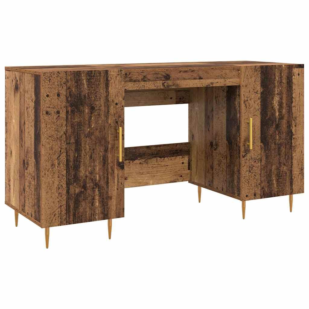 Scrivania con mensola, effetto legno antico, 140 x 50 x 75 cm, materiale in legno, moderno tavolo da ufficio con spazio per casa e ufficio