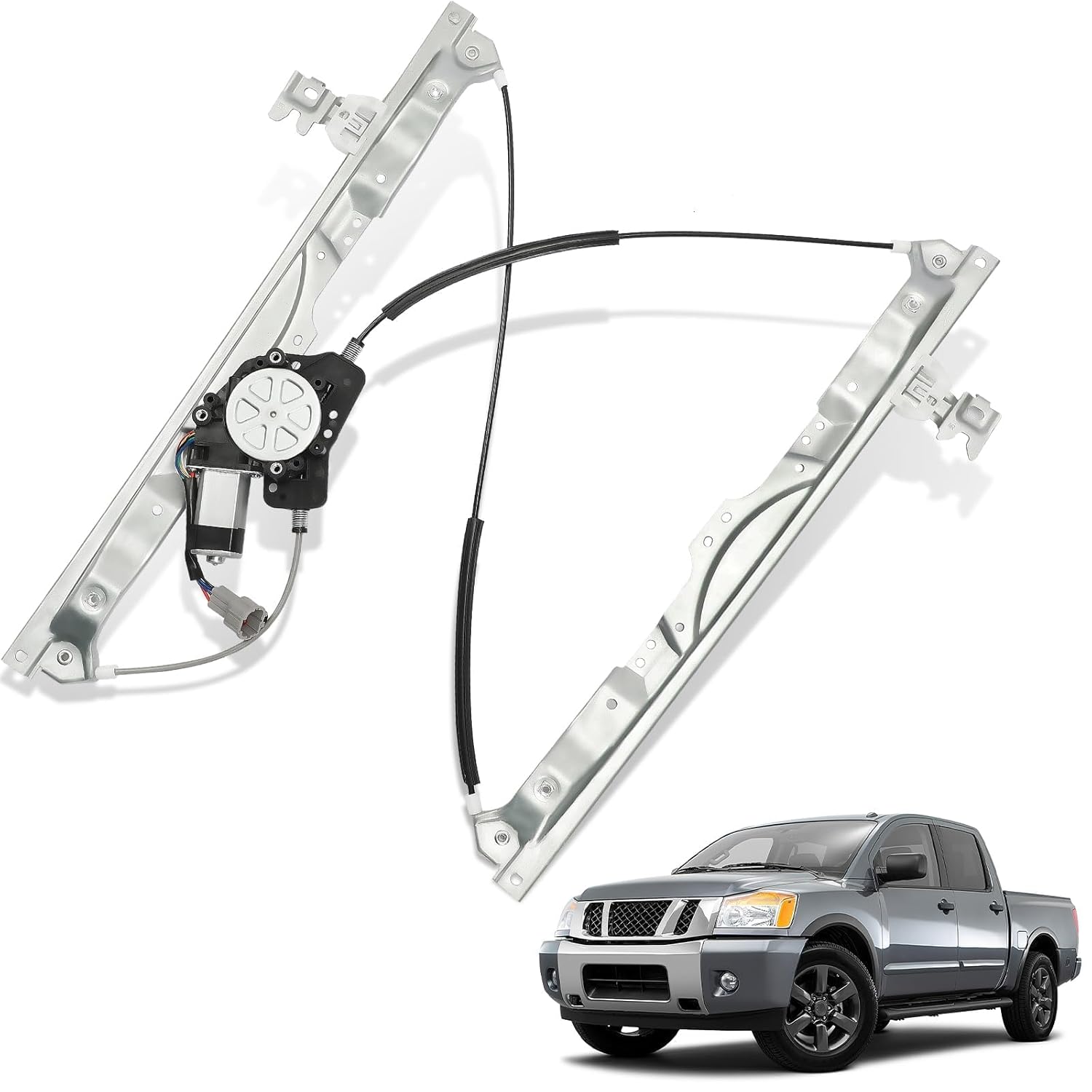 748-525 Front Passenger Right Side Power Window Regulator with Motor Assembly Fit for Nissan Pathfinder Armada 2004, Armada 2005-2015, Titan 2004-2015, Fit for Infiniti QX56 2004-2010