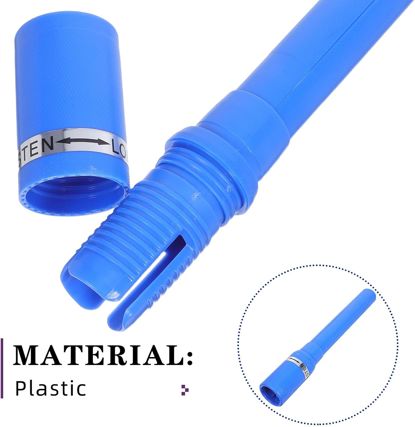 Blue Plastic Pool Cue Extension with Comfortable Grip and Quick Attachment, Telescopic Billiard Stick Extender for Extended Reach in Nine Ball and Snooker Games