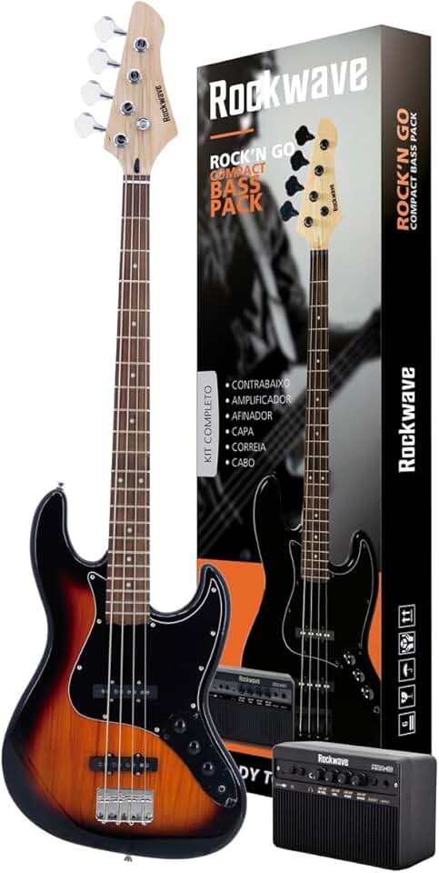 Kit Completo Contrabaixo Rockwave Rbk400 + Capa E Acessórios (SB)