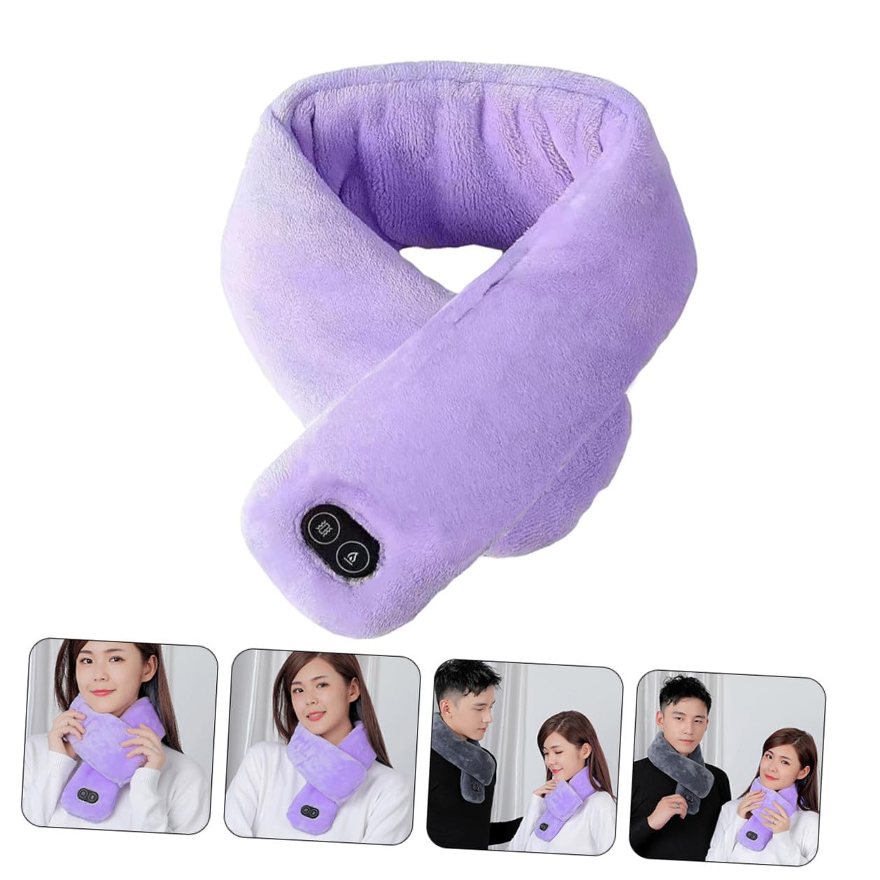 Abaodam Foulard Chauffant D'hiver Souple Violet, Écharpe Chaude pour Cyclisme et Activités Extérieures, Réglable 3 Niveaux de Température, Accessoire Hiver Confortable et Isolant