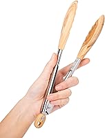 Vista 1 de Salt & York Pinzas de madera para cocina, mango largo con agarre antideslizante para cocinar, ensalada, servir alimentos, asar a la parrilla, 11