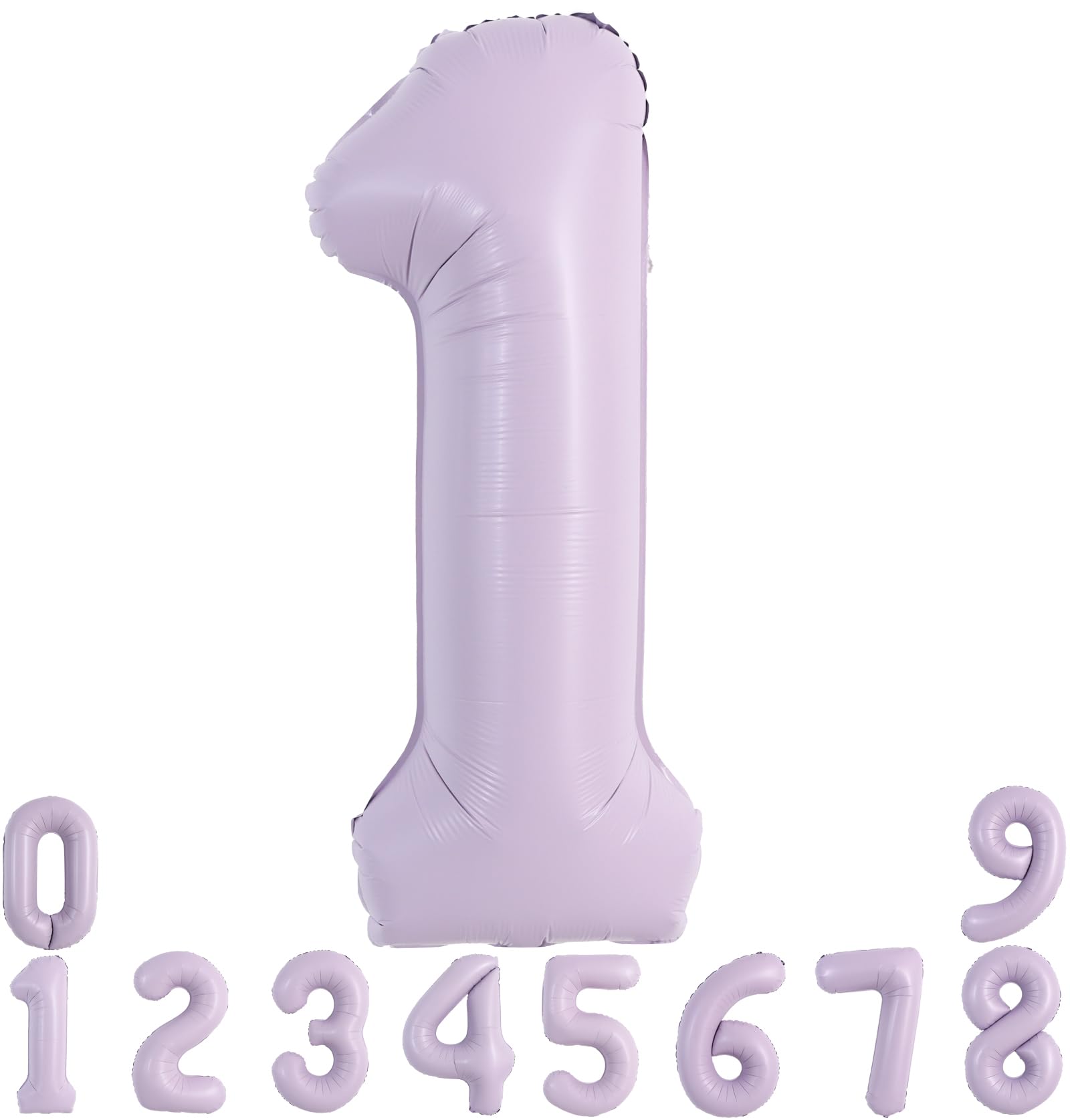 TONIFUL 40 Inch Cream Purple Large Number 1 Balloon for 1st Birthday Party Decorations Big Light Purple Foil Mylar Digital 1 for Girls One Year Old Birthday Party Baby Shower Photo Shoot