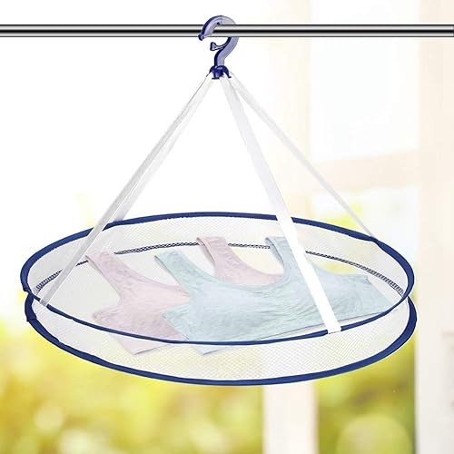 Miniatura 4 de Alvinlite Secador de suéter plegable, estante plegable para colgar ropa, cesta de secado de ropa de malla redonda plegable para interiores y