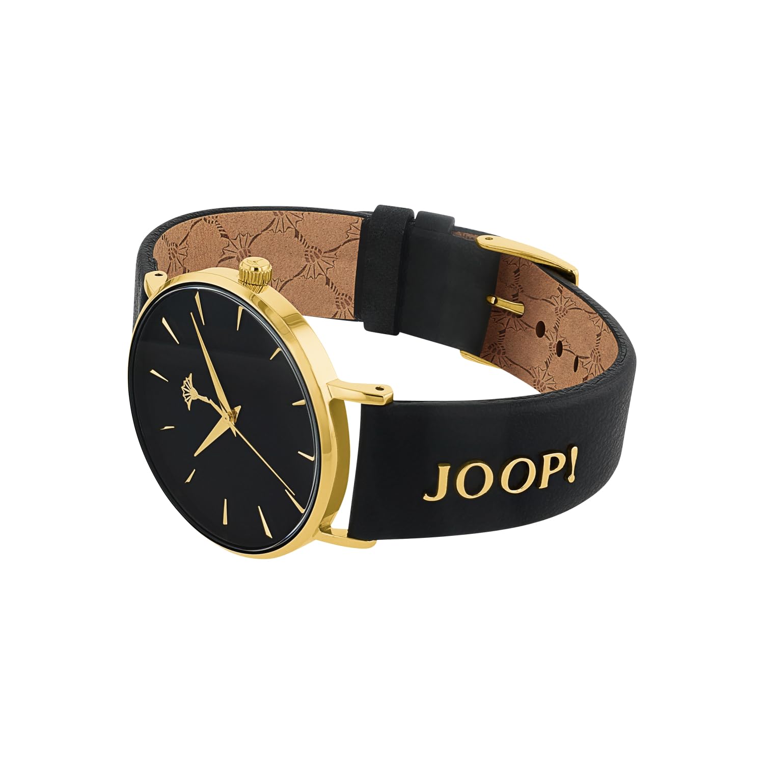 Joop! Armbanduhr für Damen, Quarzuhr Analog, mit Leder Armband, Gold, 5 bar Wasserdicht, End of Life System, Kommt in Uhren Geschenk Box, 2028263