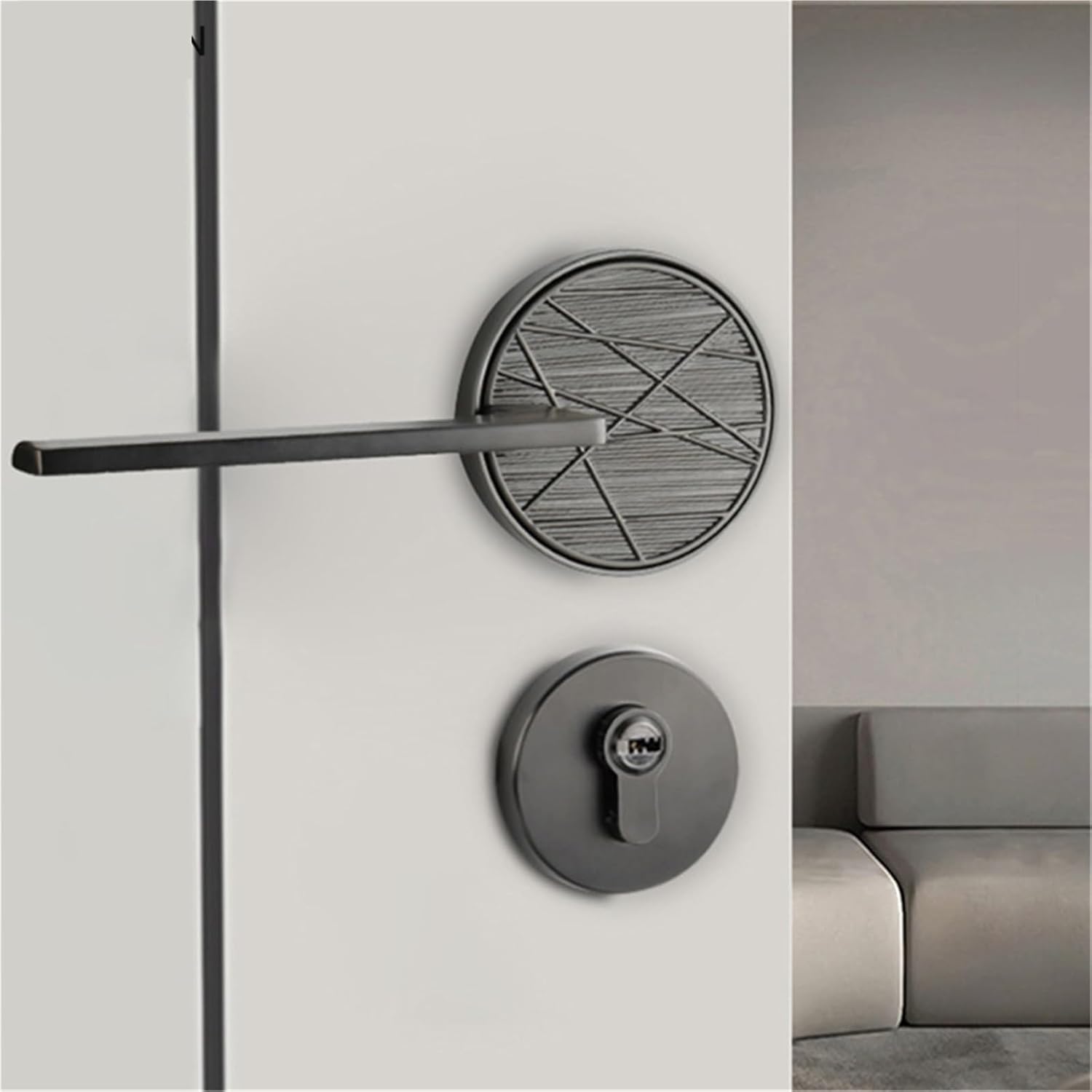 Room Door Handle Mechanical Lock Zinc Alloy Handle Lock Silent Split Door Lock Bedroom Bathroom Hardware Accessories 1Pcs(Coffee)