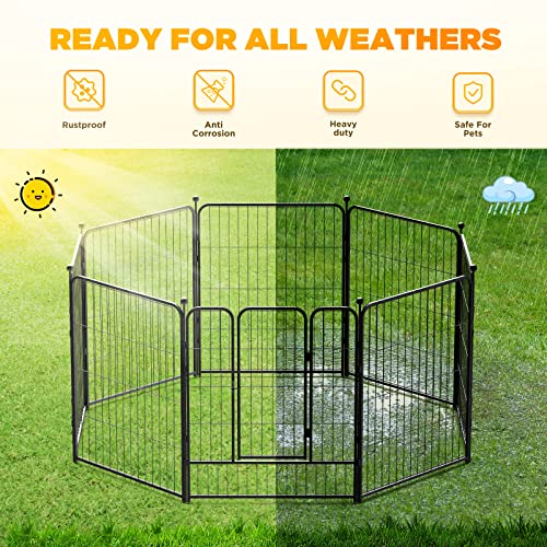 Cakossy Heavy Duty Metal Pet Dog Playpen [32" Height, 8/16/24/32 Panels] Rustproof Puppy Playpen Indoor & Outdoor For Small/Medium/Large Dogs, Foldable Dog Fences For The Yard, Home, Camp (16 Panels) #TOP4