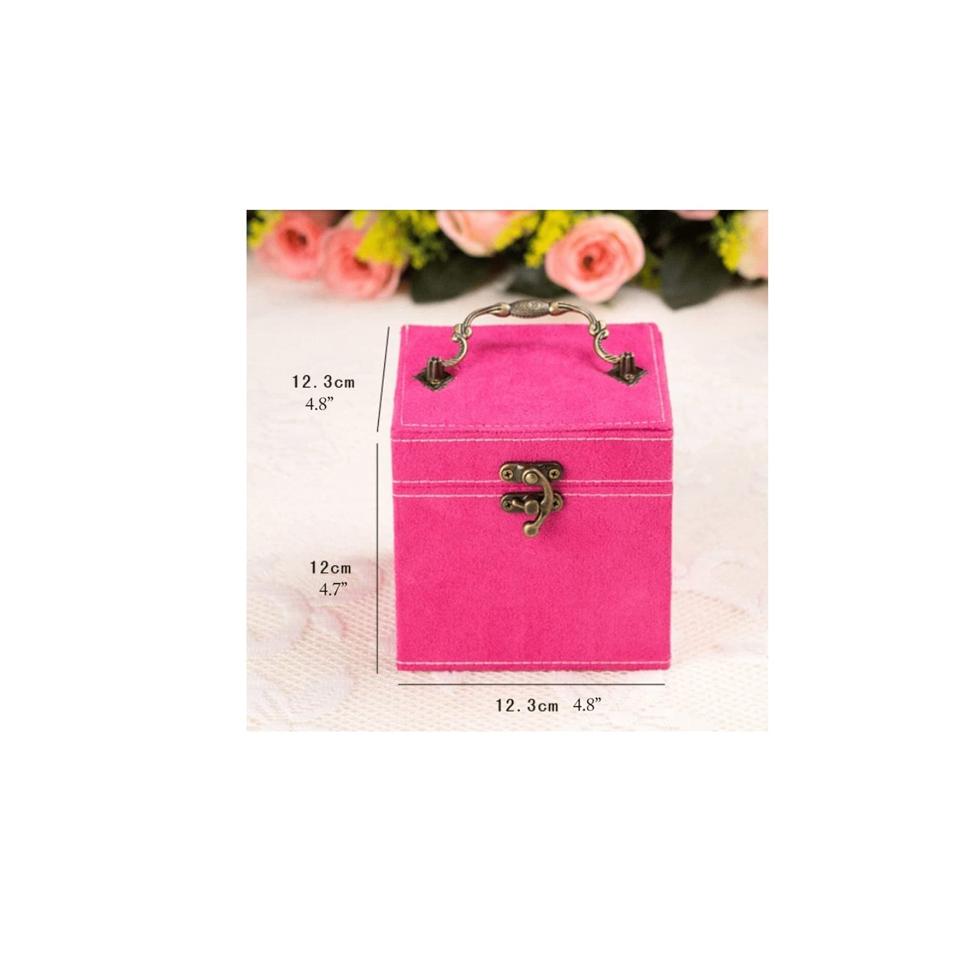 Pudełka na biżuterię z uchwytem w stylu retro Podróżny przenośny organizer na biżuterię Uchwyt na biżuterię Pudełko na organizery do przechowywania na biurku /96(Jewelry Box L)