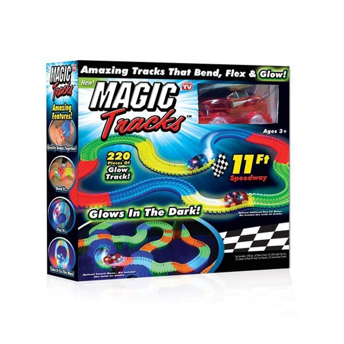Buy High Magic Race Bend Flex and tracks-220 Pieces,Plastic Magic 11 feet Long Flexible Tracks car Play Set for Kids