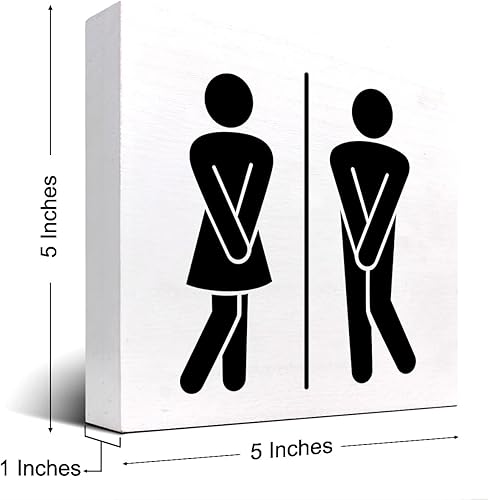 Miniatura 50 de Letrero de madera para baño, letrero de madera rústica, placa de escritorio para el hogar, baño, baño, baño, estante de inodoro, decoración de mesa