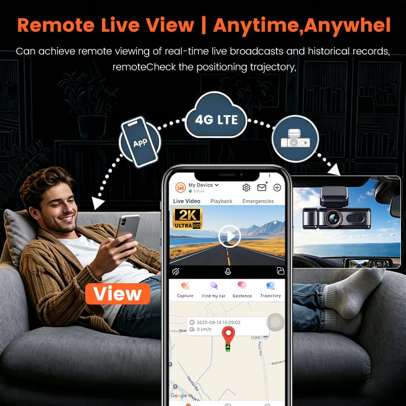 Image of 3 Channel 4G Dash Cam Record GPS Tracking Live Video ADAS BSD Park Monitor Timelapse WiFi Hotspot Reverse Parking Calling MicroSD SIM (3 Channel 4G ADAS BSD DashCam S44GTrio Gen4)