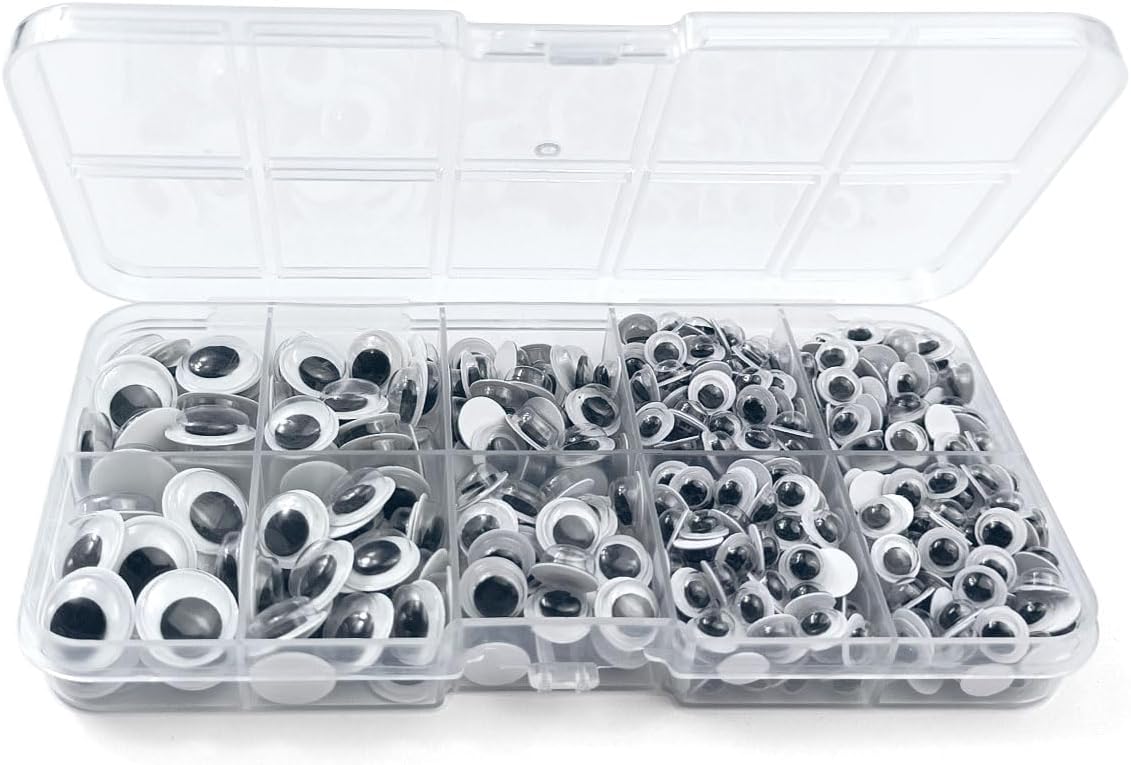 450Pcs Black Wiggle Googly Eyes with Self-Adhesive, 6mm 8mm 10mm 12mm Mixed Packaging,3 Years and up