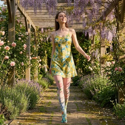 Image of Sahabowi Women's Sheer Tights, Digital Print Designs Stockings