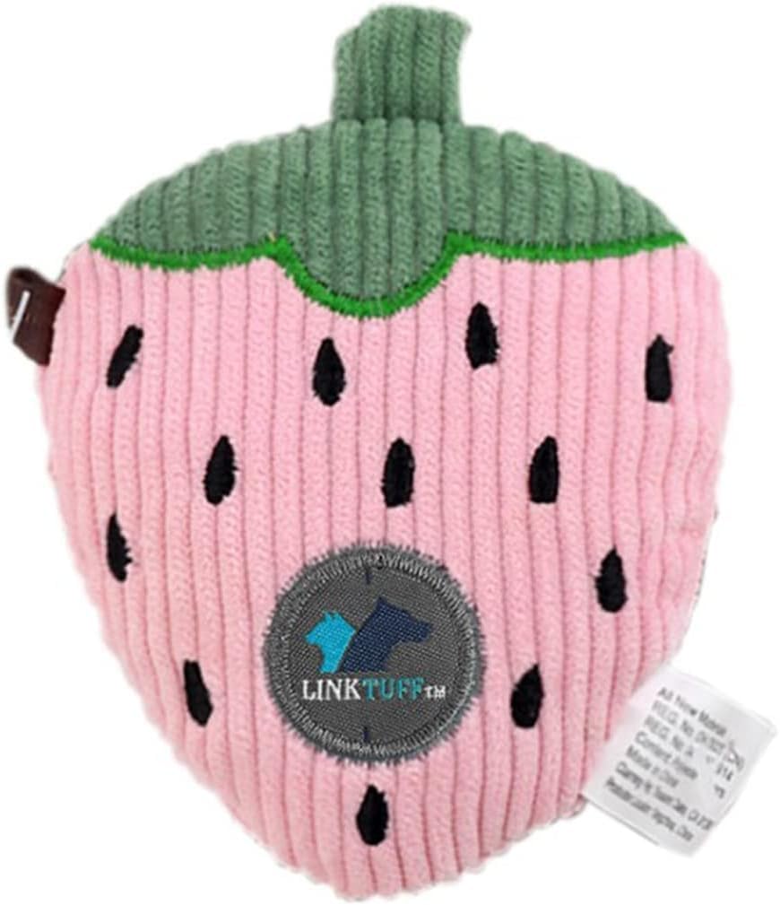 Chameleon Plush Soft Fruit & Vegetable Squeaky Toys for Dogs & Other Pets (Strawberry)