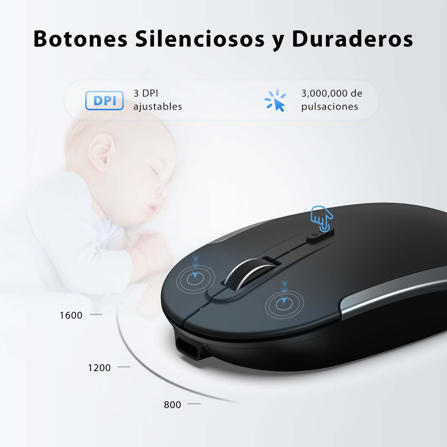 iClever GK03 - Combo de Teclado y Ratón Inalámbricos: QWERTY Español, Conectividad Silenciosa 2.4G, Recargable por USB-C, Diseño Compacto y Delgado - Ideal para iMac/PC/Portátil, Escritura Cómoda