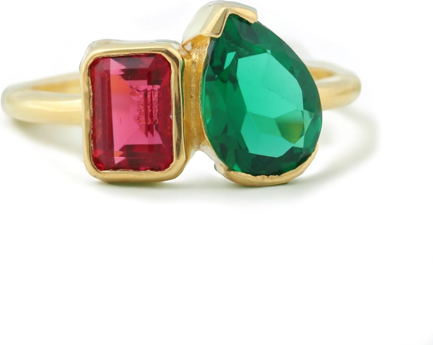 Emerald Ruby Ring Unique Birthstone Ring, two stone ring mother daughter ring family birthstone ring spouse dual birthstone ring toi et moi ring Engagement Promise Gift BY ABEST JEWELRY