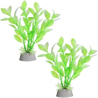 2 PCS Beta Fish Tank Decor, Silk Plants for Aquarium, Fake Betta Plants | Silk Plants for Betta Fish Tank, Aquarium Décor Plastic Plants for Betta Fish Tank Aquarium Decor Accessories, Green