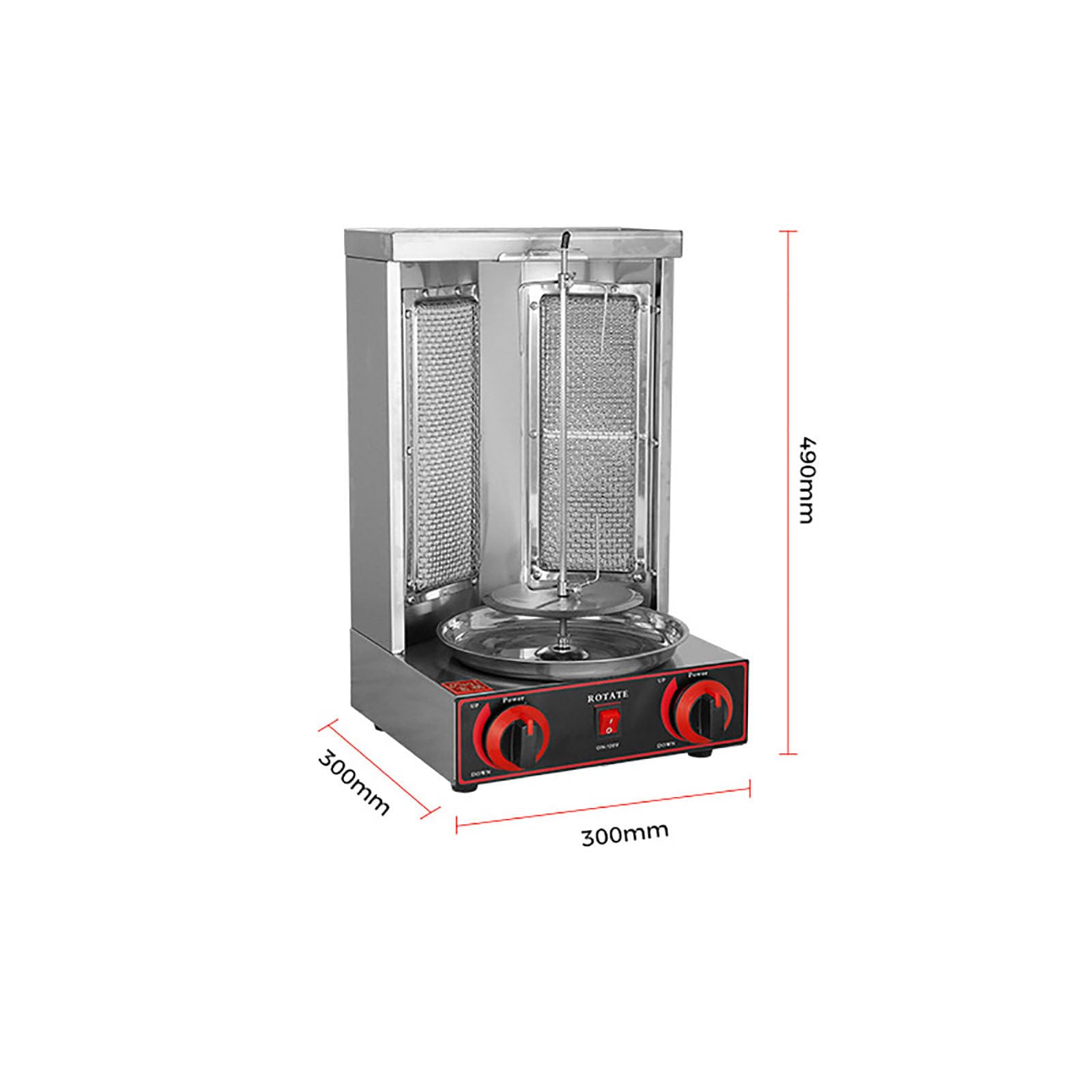 Máquina de Kebab Doner Kebab de GLP, Máquina de Parrilla Giroscópica de Kebab Vertical a Gas, con 2 o 3 Quemadores, Máquina para Asar Carne, para Uso Comercial y Doméstico,Dual
