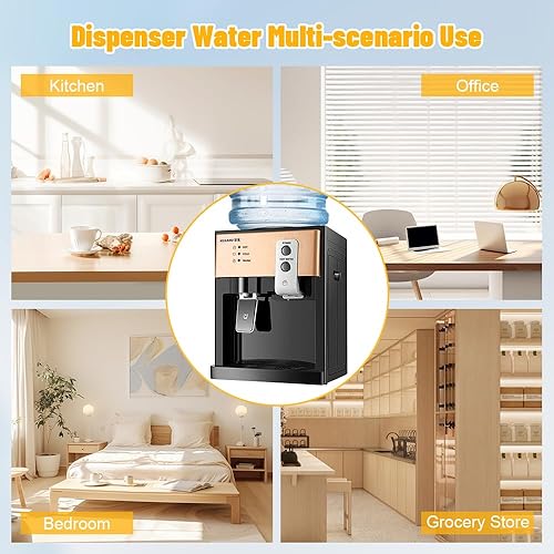 Miniatura 7 de Dispensador de enfriador de agua de carga superior, dispensador eléctrico de escritorio para frío y calor con 3 ajustes de temperatura, enfriador de