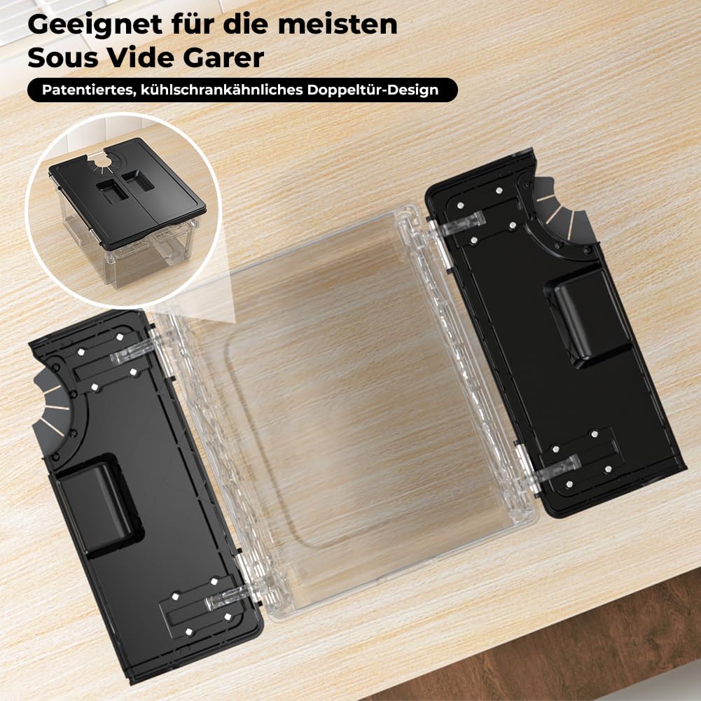 Sous Vide Behälter mit Deckel Sous Vide Container mit Rack 11L für Sous Vide Stick Garer Mehrere Marken Geeignet Multifunktionaler Doppeltür Durchsichtig