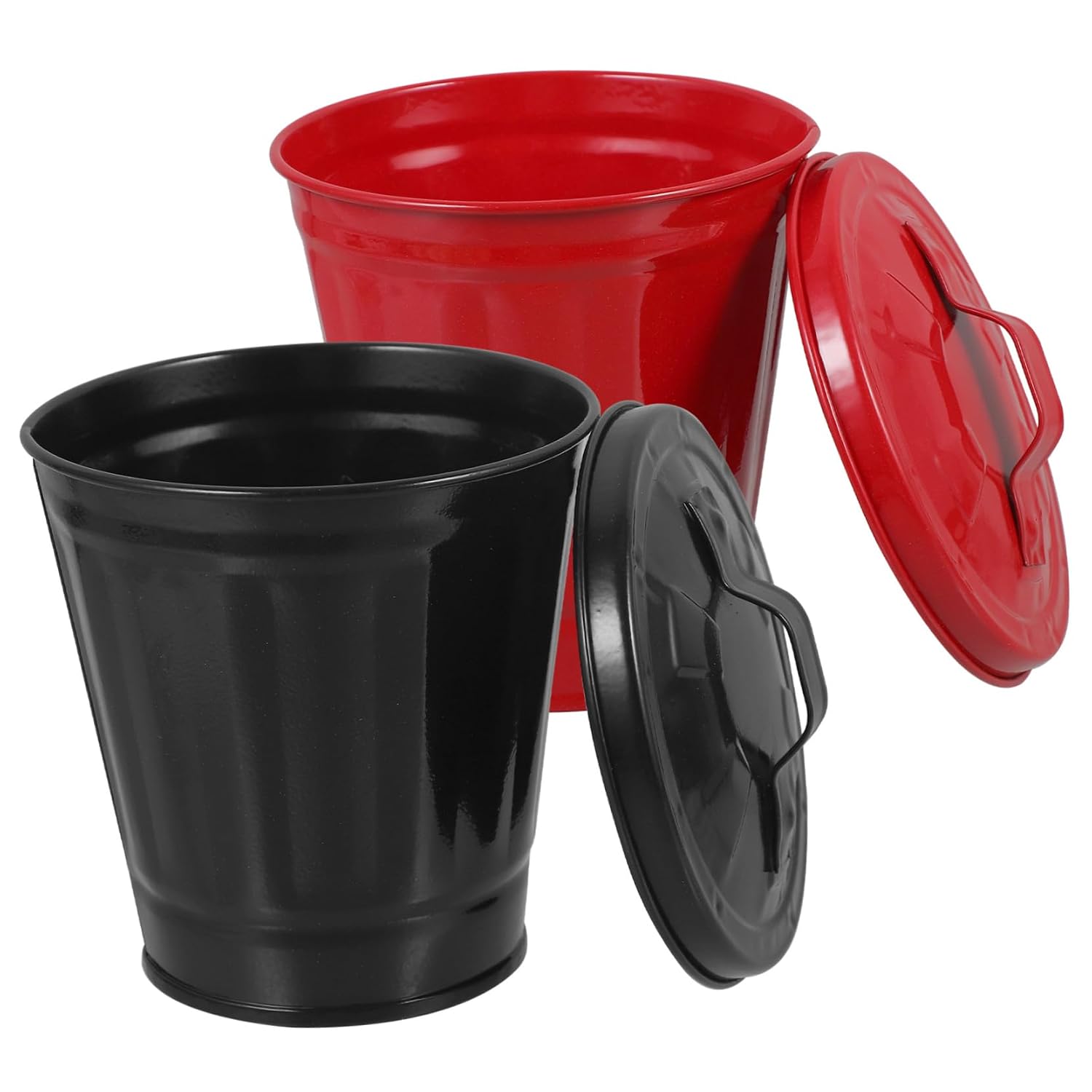 2pcs Trash Can for Desk Booster Mini Car Trash Can Automatic Pop up Bin Mini Trash Bin Desktop Trash Can Small Wheelie Bin Tall Garbage Can Compactor Trash Can Lid Galvanized Iron