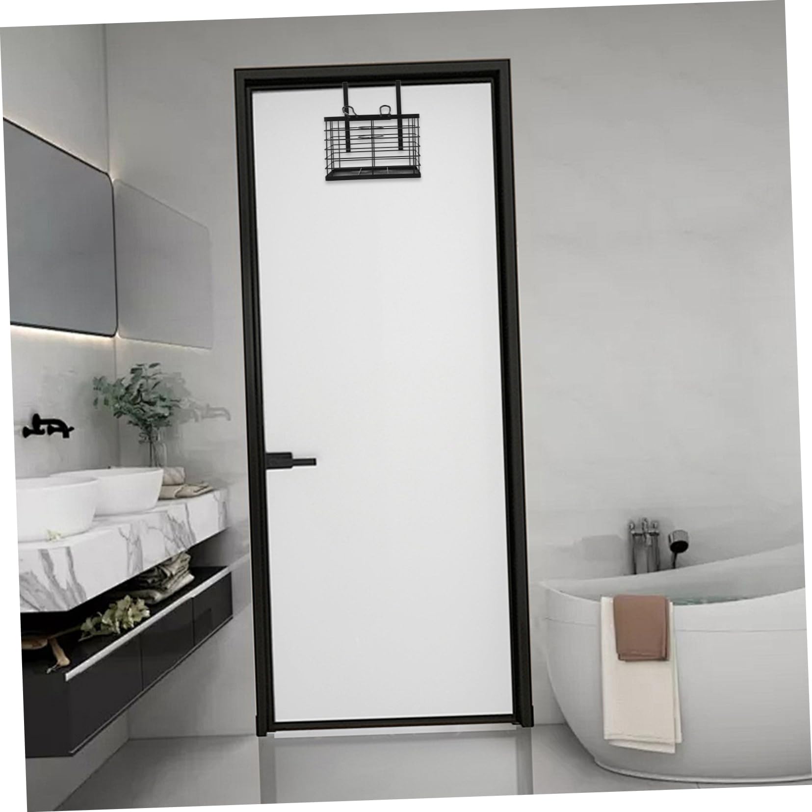 Anneome Porta Phon da Muro Regolabile in Ferro per Camera e Salone | Organizer Bagno Pratico, Salvaspazio, Nero, per Piccoli Oggetti e Arricciacapelli