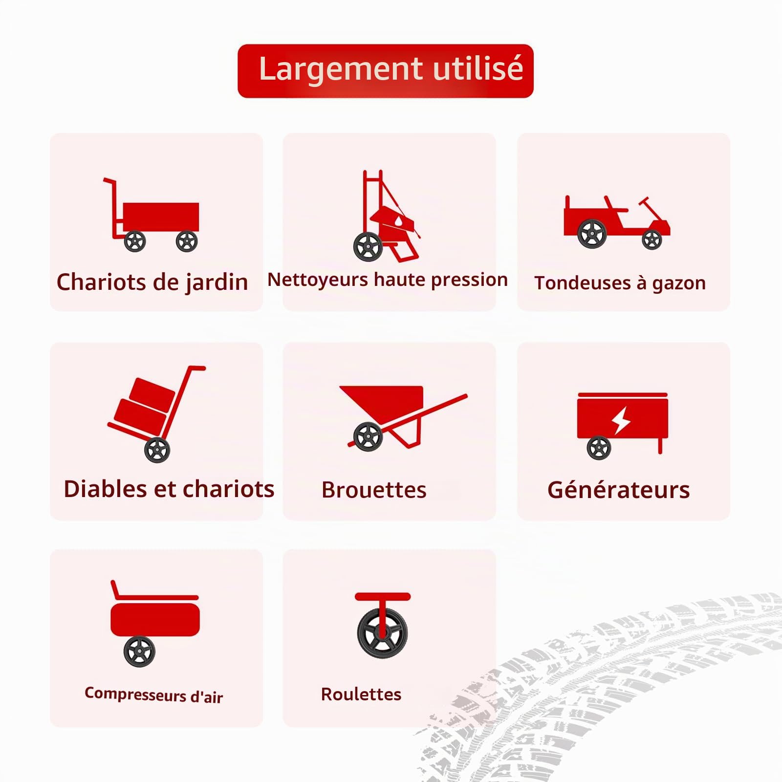 Parts Camp Lot de 2 kits de roues de 30,5 cm pour tondeuse poussée et nettoyeur haute pression