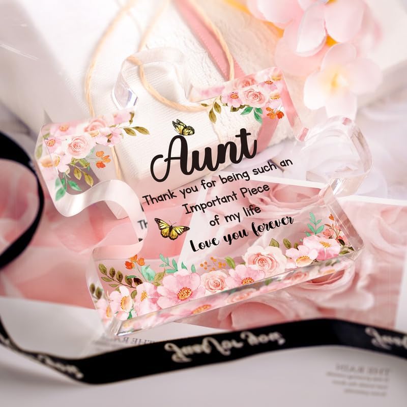 Gifts for Aunt - Engraved Acrylic Block Puzzle Piece Decorations 3.9 x 3.3 inch - Delicate Aunt Birthday Gifts from Niece - Mothers Day Christmas Birthday Gifts for Aunt Auntie, Ideas - Image 5