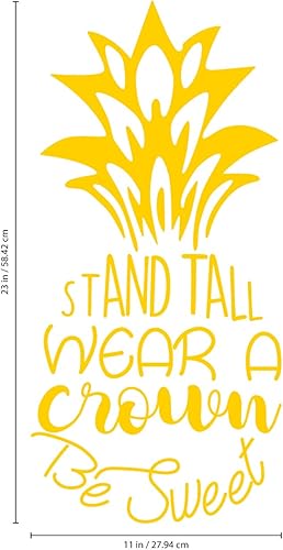 Miniatura 3 de Calcomanía de vinilo para pared, con texto en inglés "Stand Tall Wear A Crown Be Sweet", 23 x 11 pulgadas, forma motivacional de fruta de piña, para