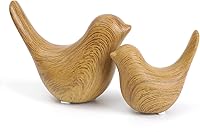 Notakia Wood Look Ceramic Bird Statues - Modern Rustic Home Decor Ornaments for Living Room, Bedroom, Office Desk, TV Stand