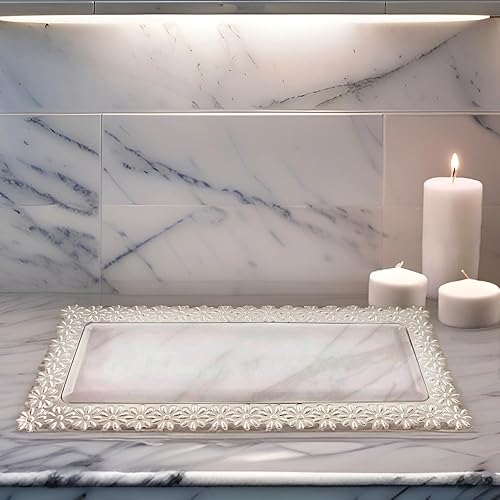 Miniatura 3 de Bluesky Trading Simcha Collection - Bandejas oblongas de plástico transparente Sm (14 x 6 pulgadas), paquete de 2 unidades, elegante diseño de