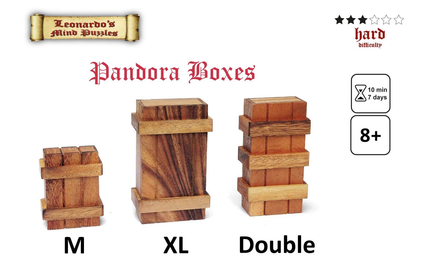Logica Jeux Art. Coffret ? - Boîte Secrète - Difficultè 5/6 Incrojable - Casse-tête en Bois - Coffret Secret - Collection Leonardo da Vinci