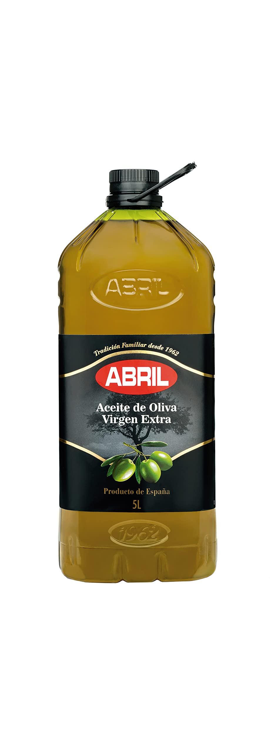 ABRIL - Aceite de Oliva Virgen Extra, Variedades Hojiblanca, Arbequina y Picual (Pet 5 Litros - Caja de 3 garrafas)