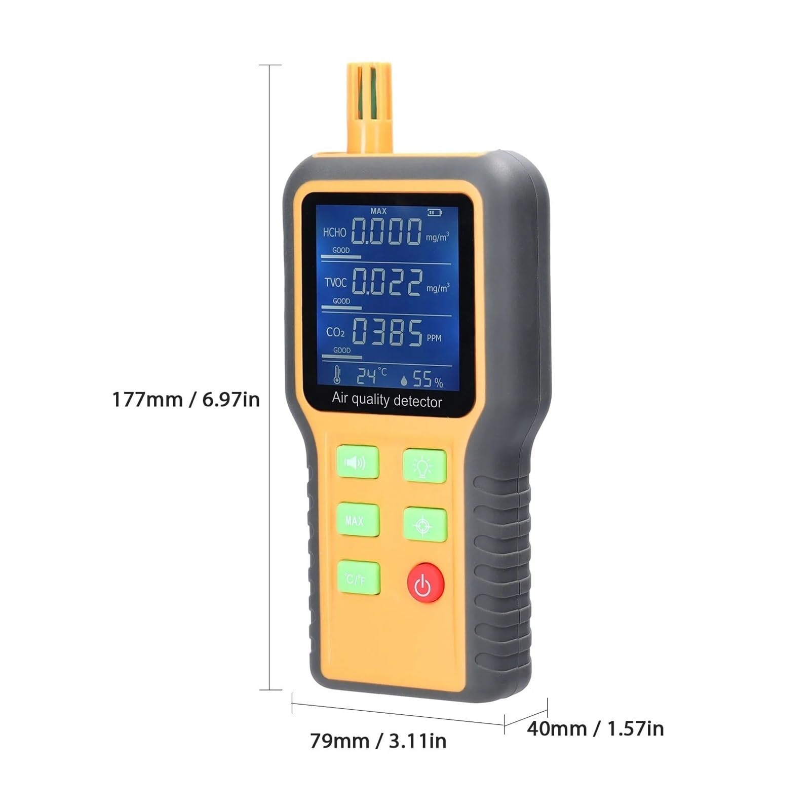 Monitor Qualità Aria 5in1 - Rilevatore CO2, HCHO, TVOC, Temperatura E Umidità, Display LCD - Foto 7