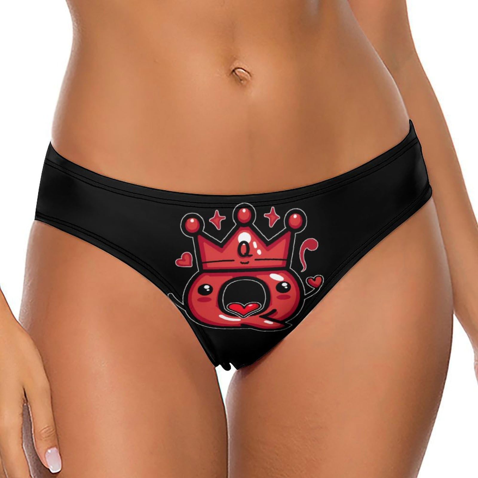 IUBBKI Queen of Hearts Playing Cards Thongs for Women Sexy T-Back Breathable Underwear Bikini Panties No Show G-String Thongs