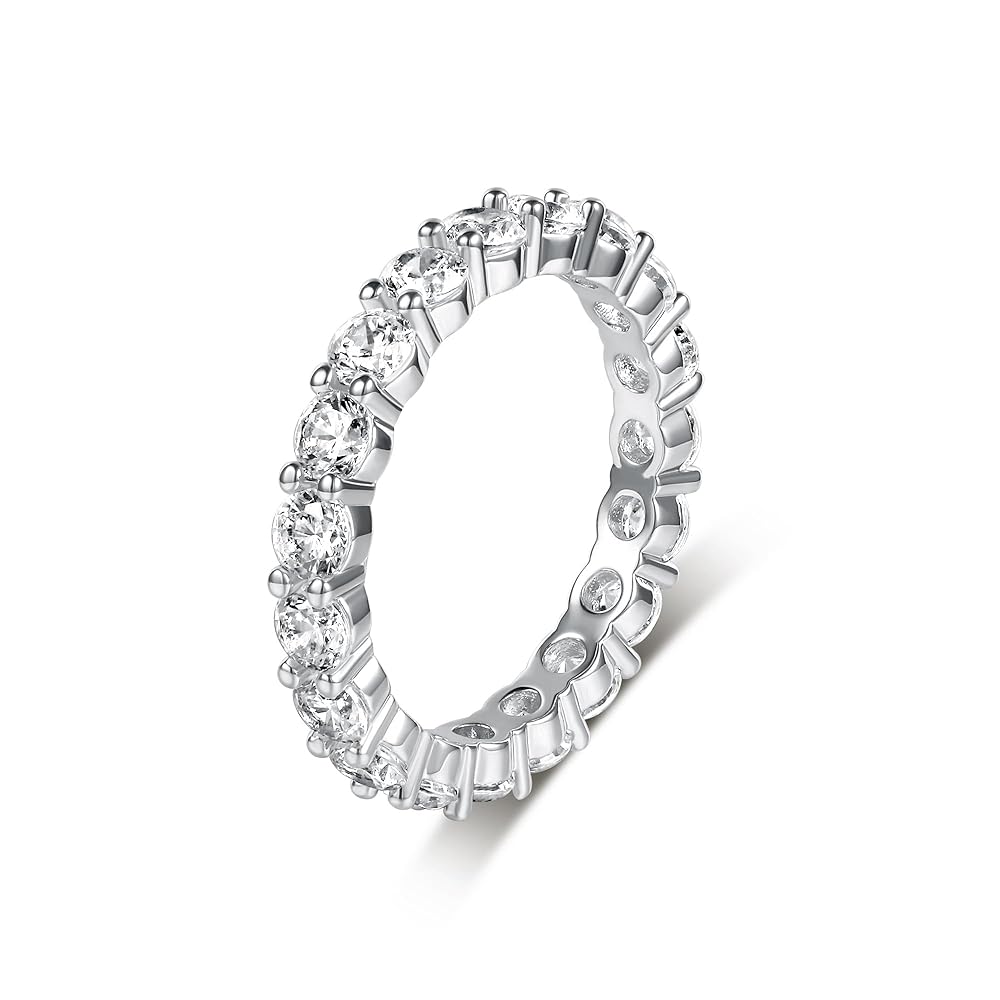 MDFUN 18K White Gold Plated Round-Cut 1 Row Cubic Zirconia