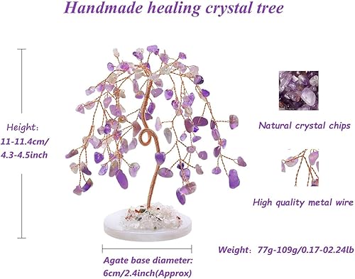 Miniatura 5 de LAIDANLA Árbol de cristal curativo natural de jaspe rojo, árbol de dinero, árbol de dinero, sauce, ágata, alambre de cobre, vida Feng Shui, árbol