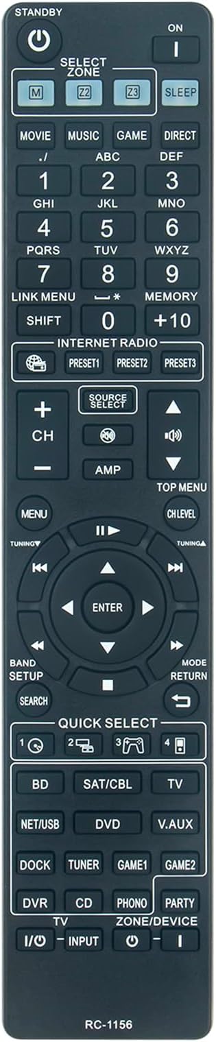 RC-1156 New Replacement Remote Control fit for DENON Audio Video AV A/V Receiver AVR-3312CI DHT-1312BA DN-500AV AVR-1712 AVR-1912 AVR-2112CI AVR-2312CI