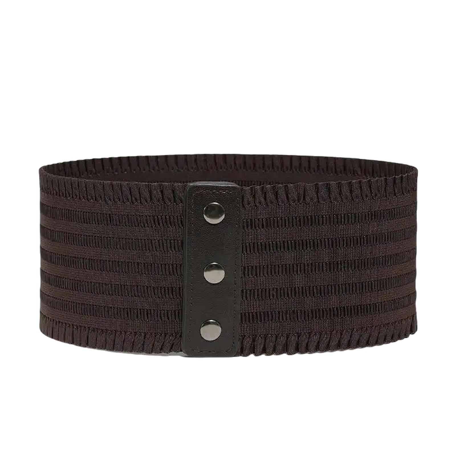 YIMAIWLX women's belts Women's Wide Waistband Stretchy Dress Elastic Snap-button Corset Belts-coffee-70-95cm