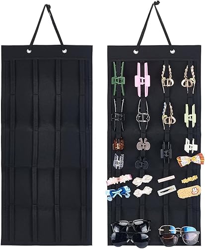 BENECREAT Soporte de pinzas para el cabello colgantes de color gris oscuro, soporte organizador de clip de fieltro, pantalla de clip de garra grande