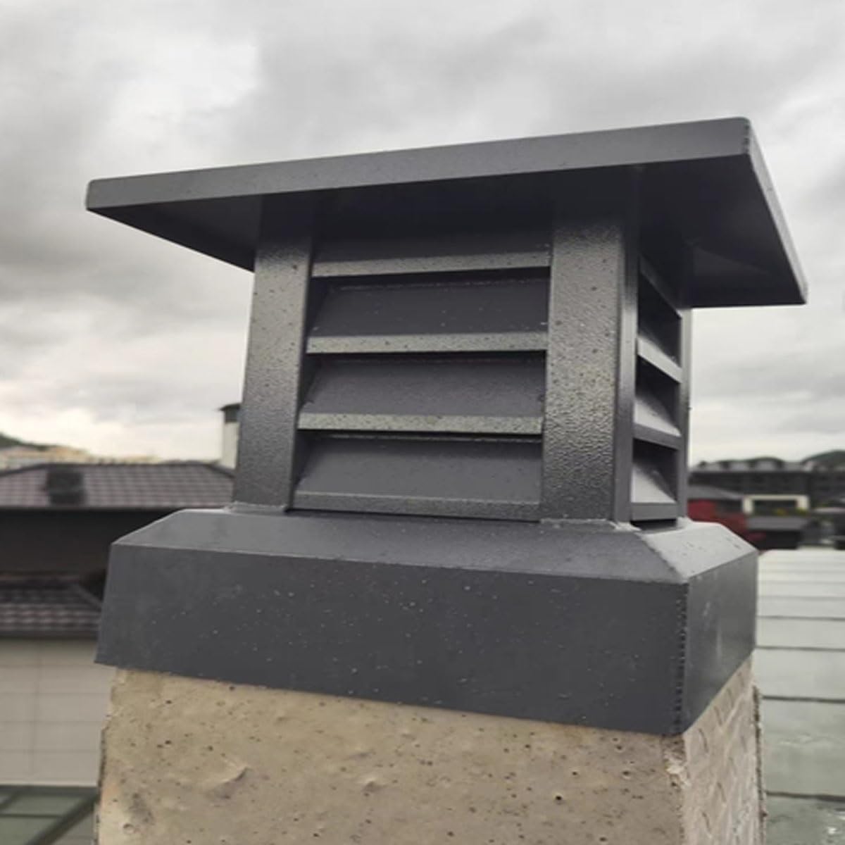 Cuadrado Inferior sombrerete de chimenea 250-450 mm, conducto de chimenea cubierta para exterior, Chimenea techo lluvia Guard, Aleación de aluminio sombrerete de chimenea para Ventilación, Instalaci