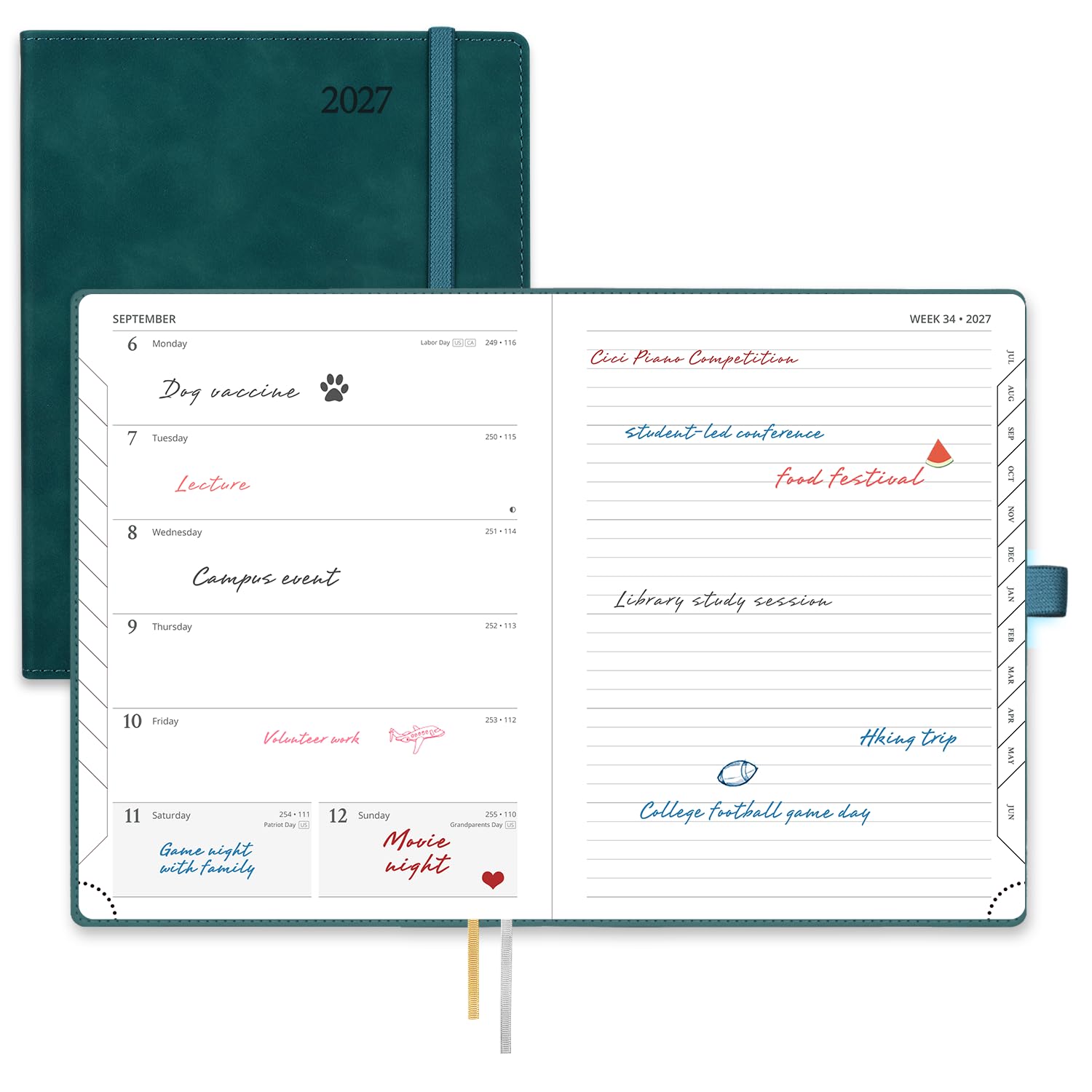 POPRUN 2027 Diary A5 Weekly Planner Softcover, 27 Planner & Notebook In One
