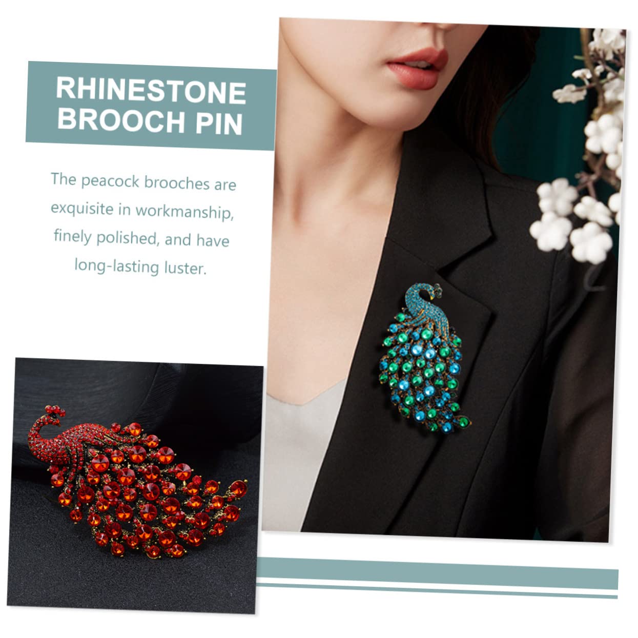 LIFKOME 6piezas Rhinestone Peacock Brooches Broches Decorativos De Para Mujeres Accesorios Elegantes Para Vestidos y Escotes